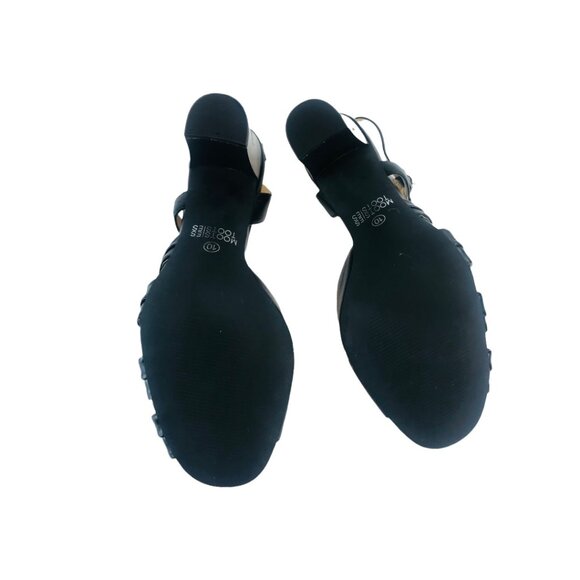 Mootsies Tootsies Strappy  Leather D,orsay Chunky Heels Black 1 EUC - Picture 7 of 9